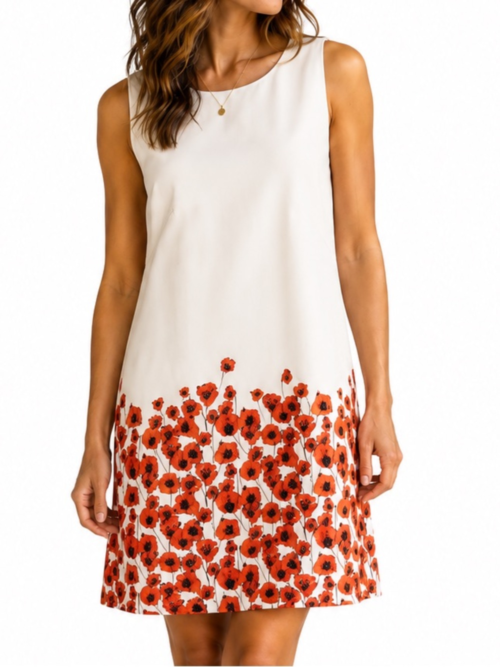 Taylor Sleeveless Poppy Floral Border Print Shift Dress – Size 10 - Picture 1 of 8